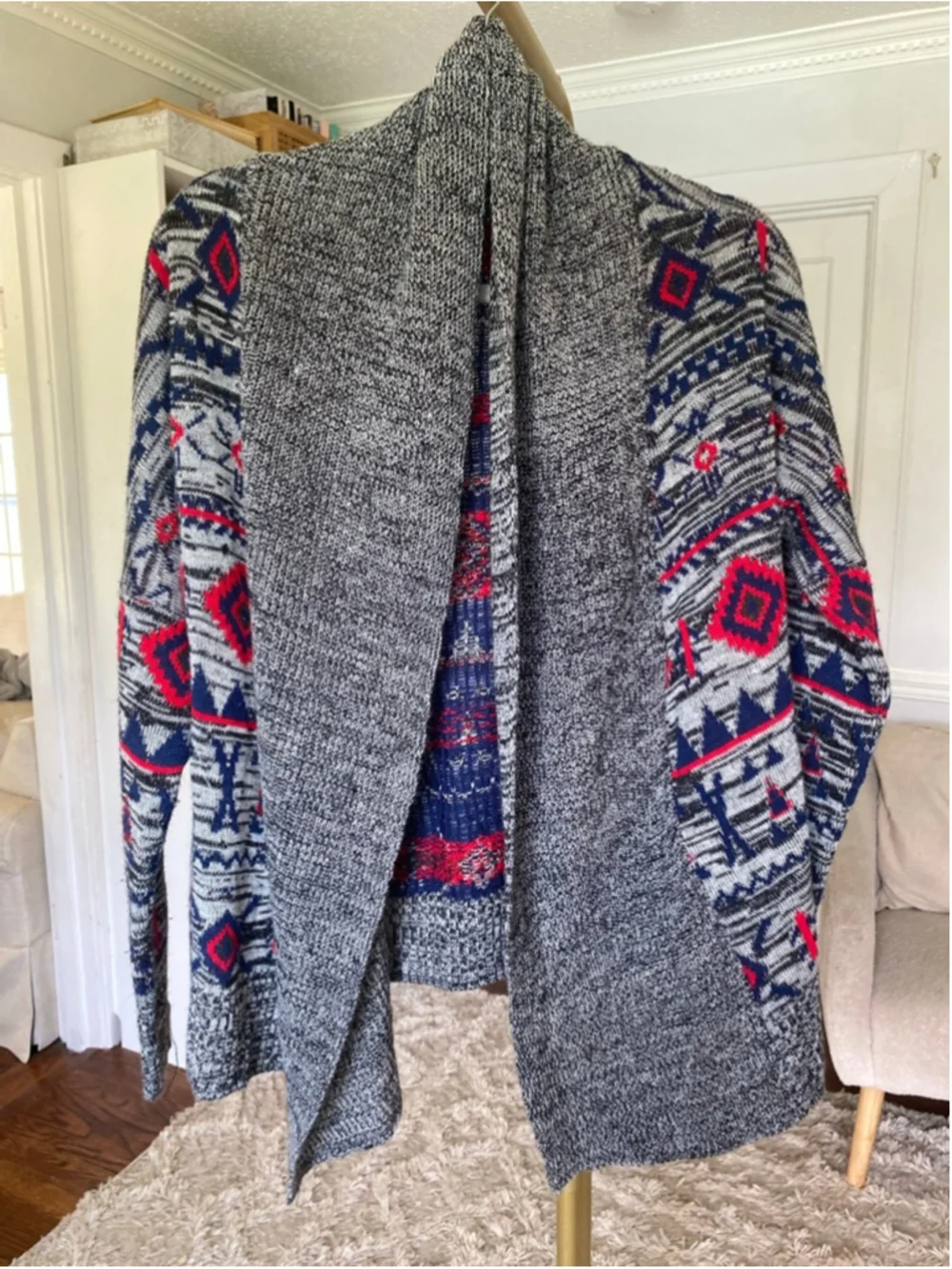 Roxy Tribal Waterfall Cardigan Southwestern S Indie Americana Aztec Boho Rustic - Picture 2 of 7